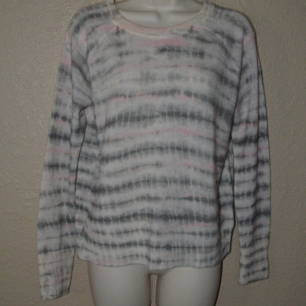 Sz XS White + Warren Essentials Pink Gray Tie Dye Cashmere Sweater